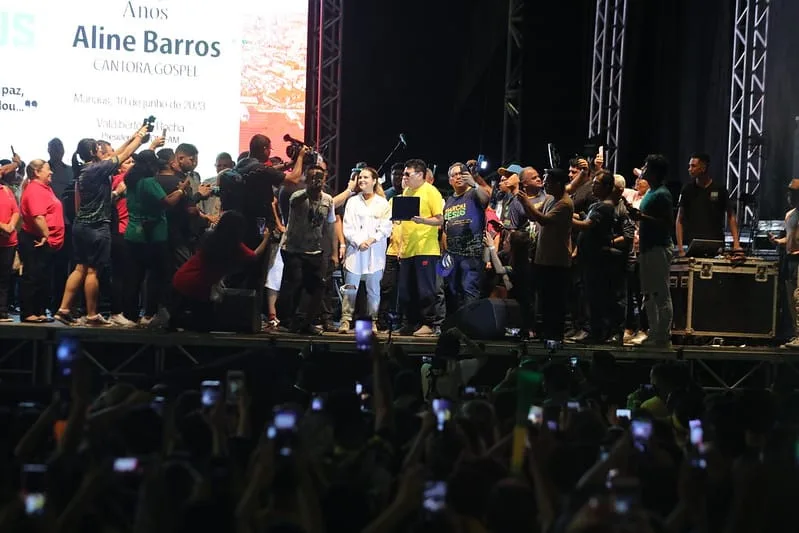 Cantora Aline Barros participou da Marcha para Jesus em Manaus. Foto: Divulgação/Semcom