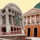 Teatros da Amazônia - Teatro Amazonas e Theatro da Paz. Ilustração: Portal Edilene Mafra
